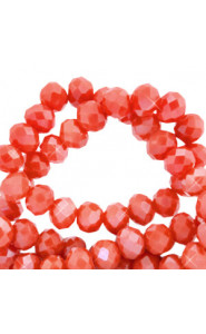 Faceted glass beads 3x2mm disc Fiery orange-pearl shine coating